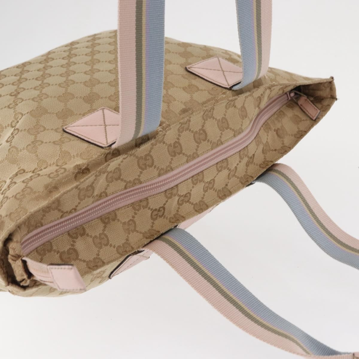 Gucci GUCCI GG Canvas Sherry Line Tote Bag Beige Pink 131230 Authentic 152017