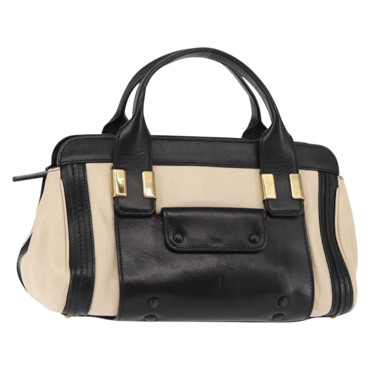 Chloé Chloé Chloe Little Alice Hand Bag Leather 2way White Gold Authentic am9323