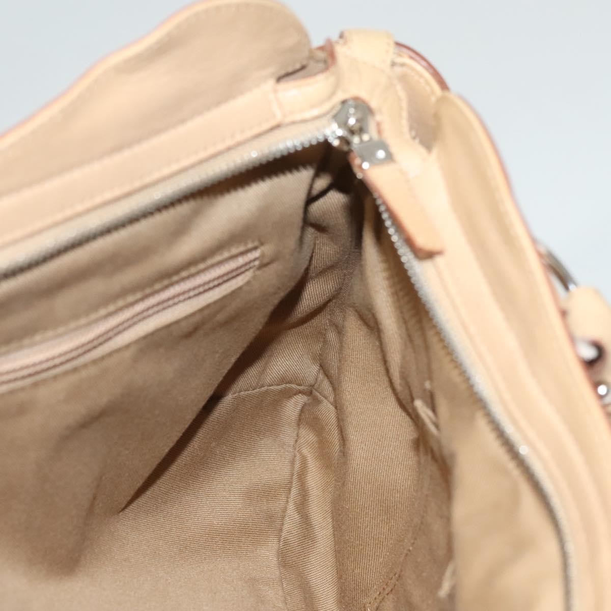 Salvatore Ferragamo Salvatore Ferragamo Gancini Hand Bag Leather Beige Silver Authentic 126621