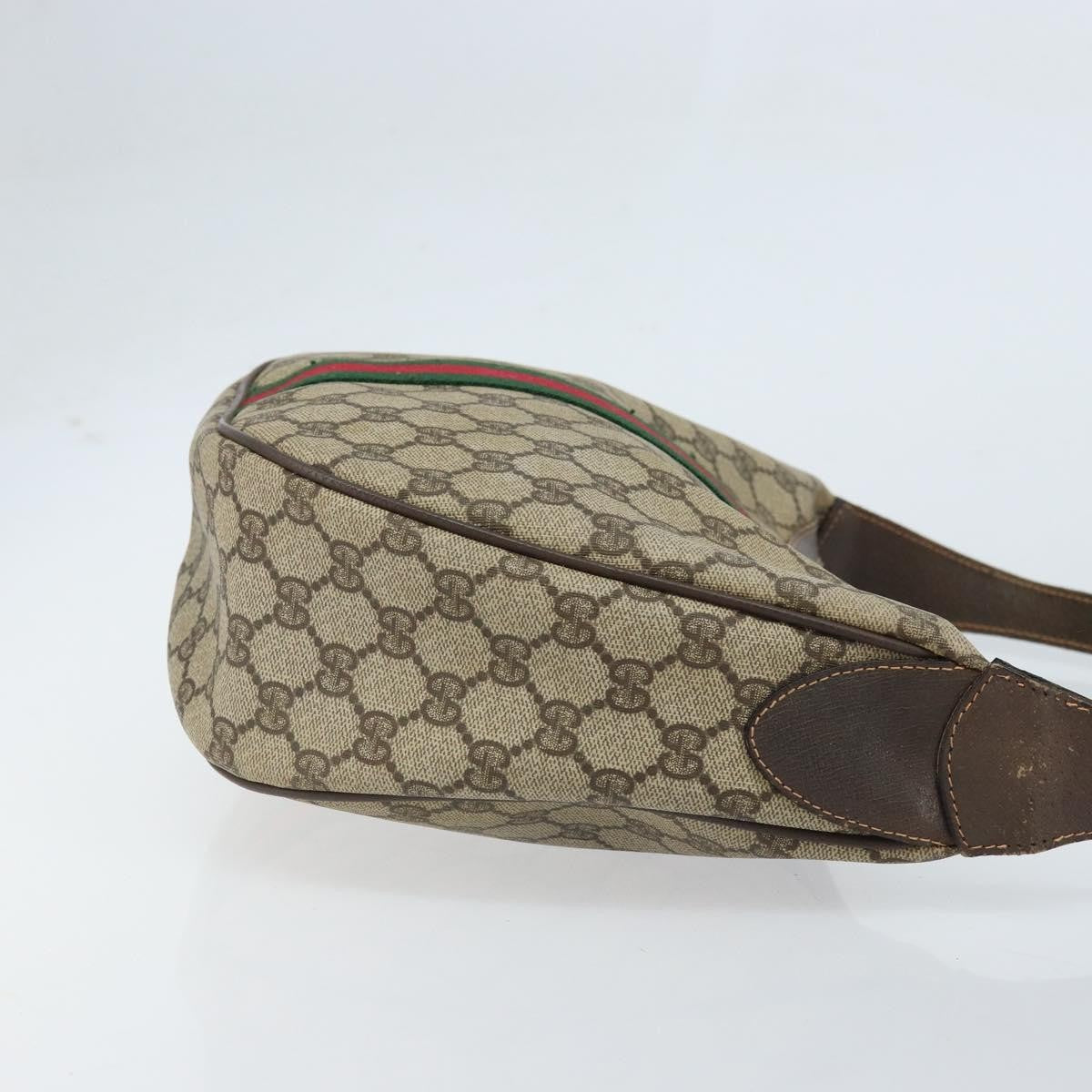 Gucci GUCCI Web Sherry Line GG Supreme Shoulder Bag PVC Beige Gold 010 378 Authentic 172377
