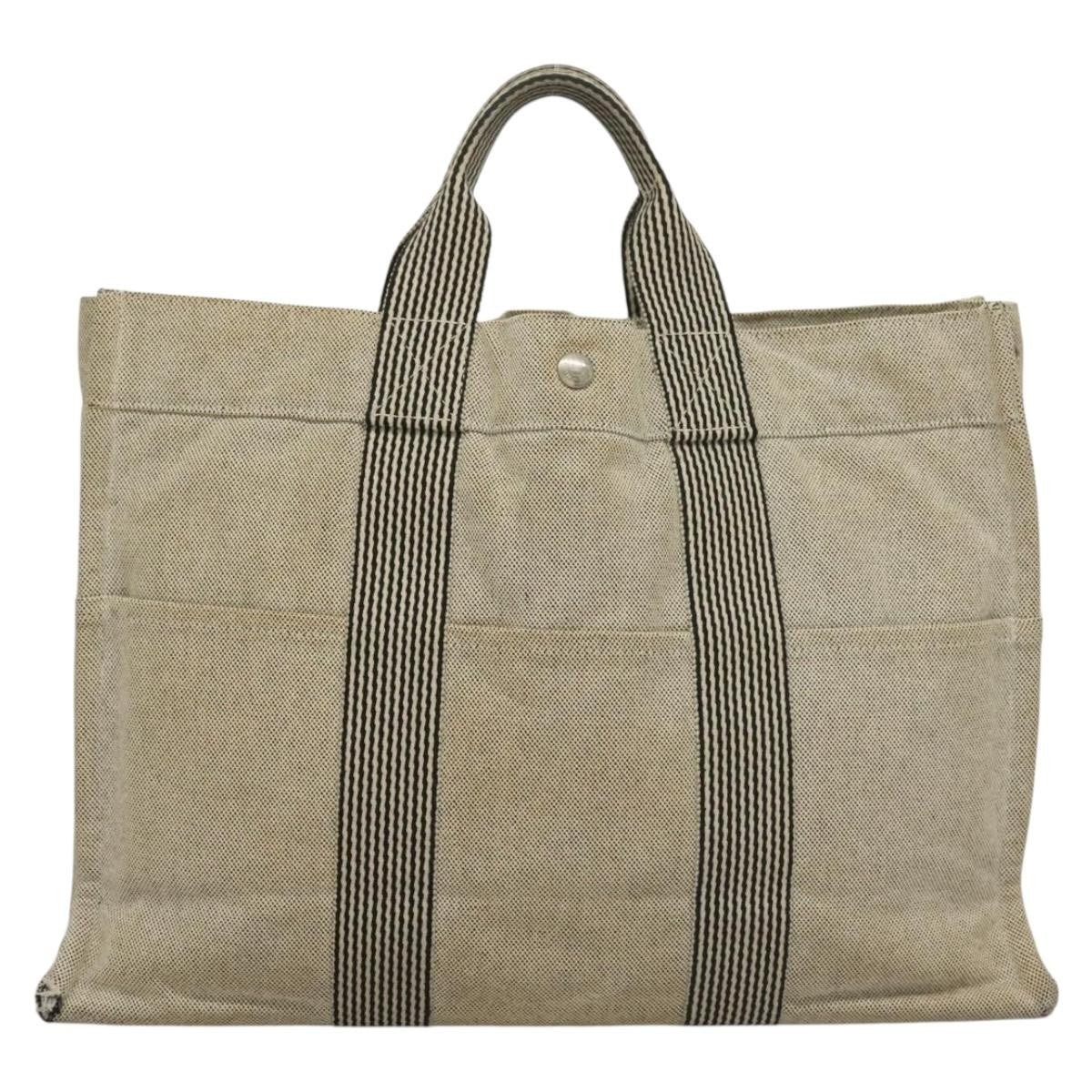 Hermès Hermès HERMES Fourre Tout MM Hand Bag Canvas Gray Silver Authentic 133159