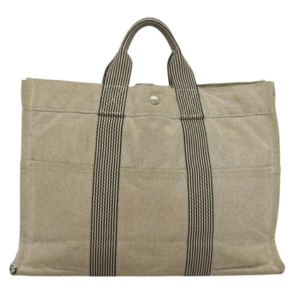 Hermès Hermès HERMES Fourre Tout MM Hand Bag Canvas Gray Silver Authentic 133159