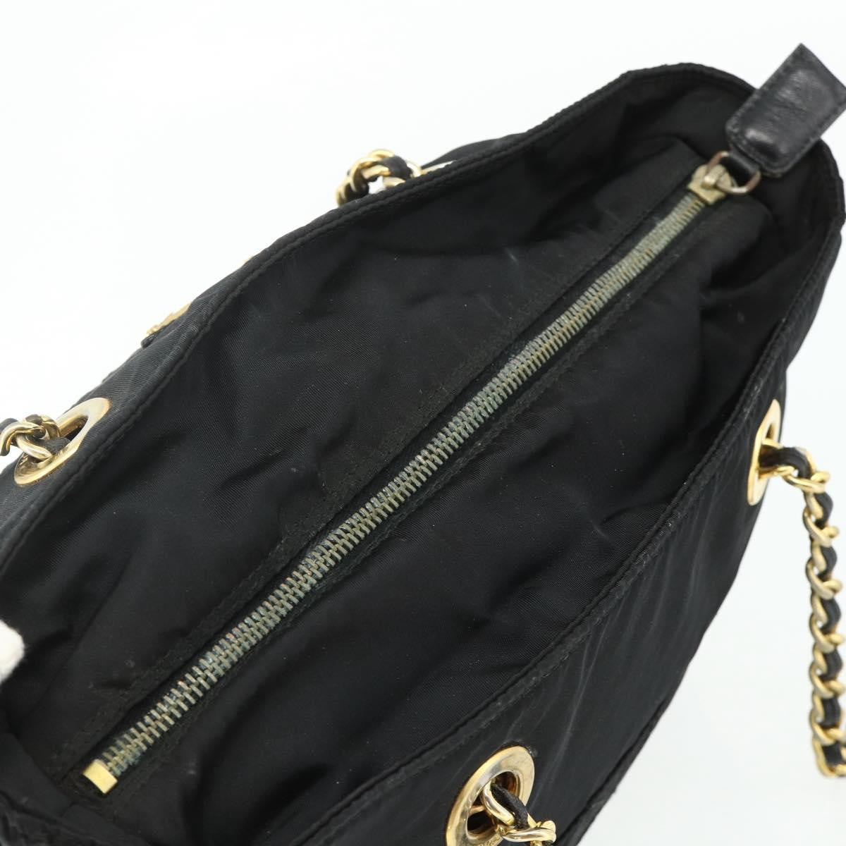 Prada PRADA Chain Tote Bag Nylon Black Gold Authentic 178129
