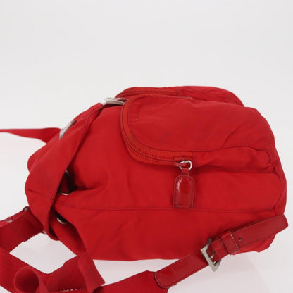 Prada PRADA Backpack Nylon Red Silver Authentic 164789 Bag