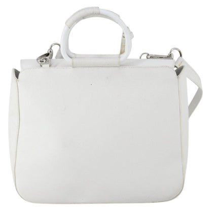 Gucci GUCCI Hand Bag Leather 2way White Silver 000 2058 0307 5 Authentic ep11566