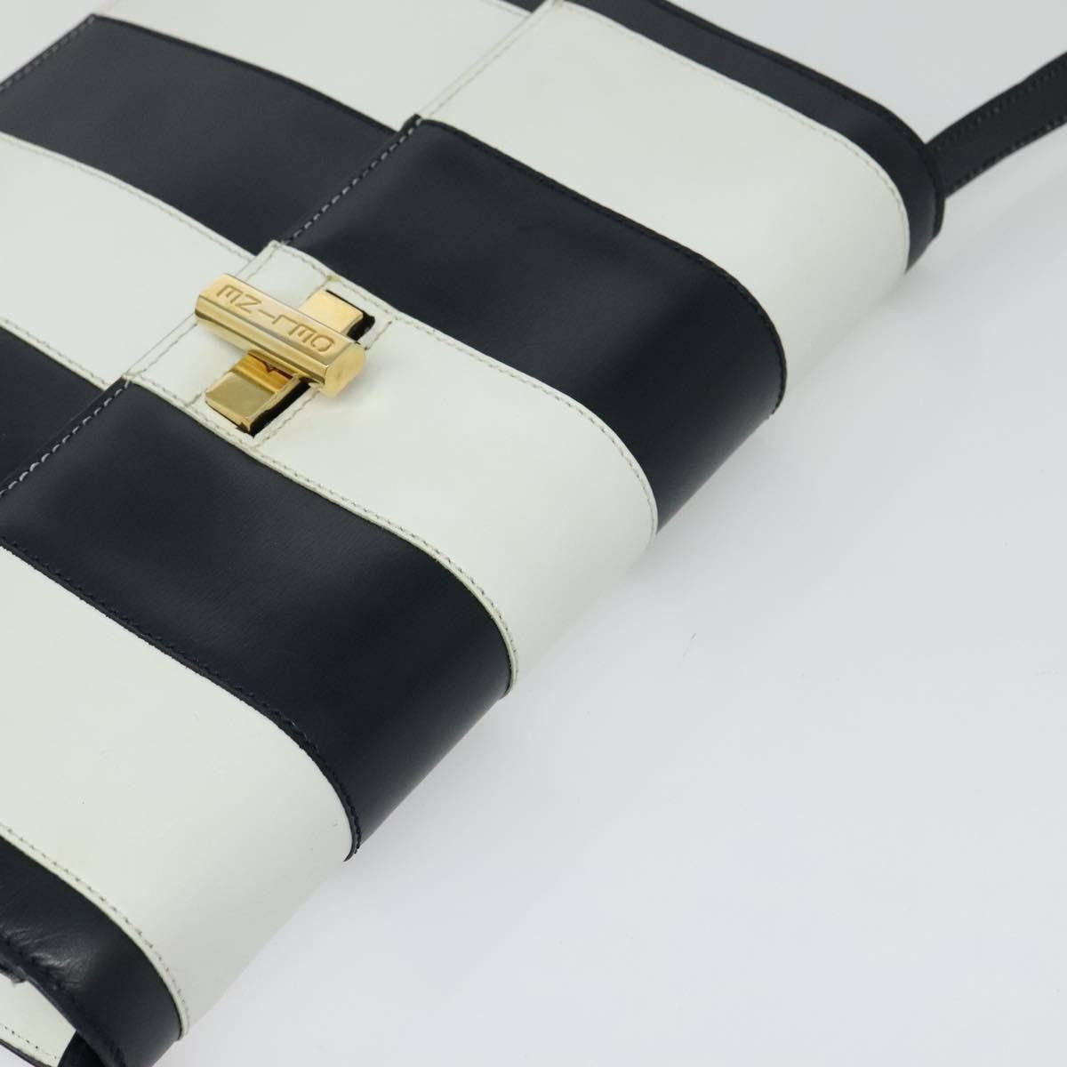 Celine CELINE Shoulder Bag Leather White Navy gold Authentic 127598