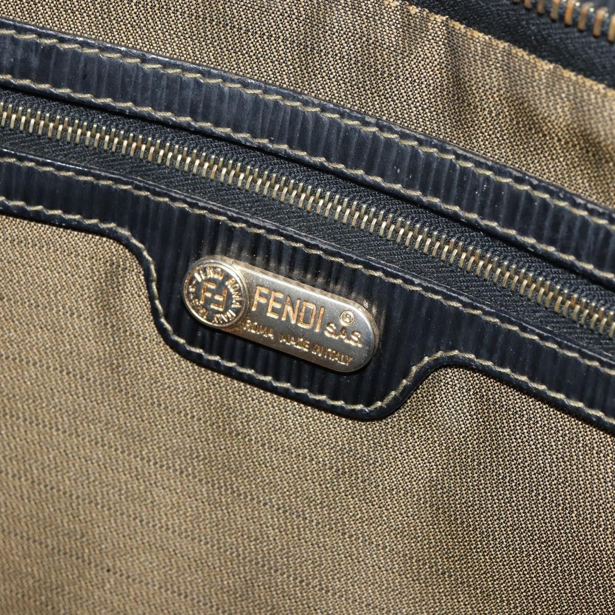 Fendi FENDI Pecan Canvas Hand Bag Black Brown Authentic 158368