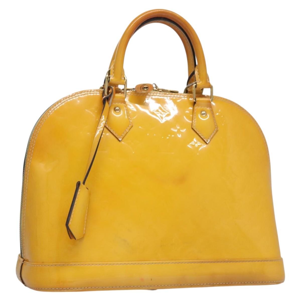 Louis Vuitton LOUIS VUITTON Monogram Vernis Alma PM Hand Bag Citrin M90101 LV Authentic EC497