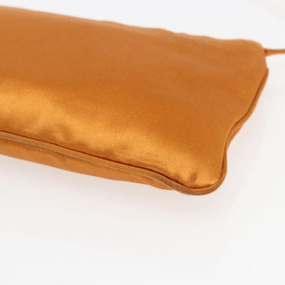 Prada PRADA Accessory Pouch Satin Orange Gold Authentic 161612 Bag