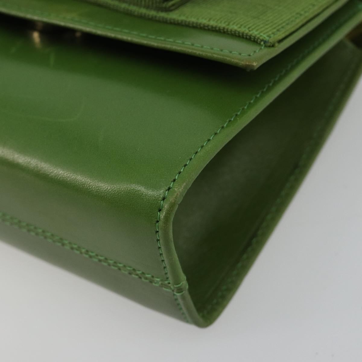 Salvatore Ferragamo Salvatore Ferragamo Vara Ribbon Chain Bag Leather Green Gold Authentic BA12890