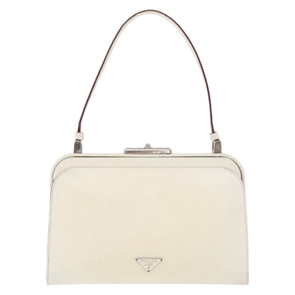 Prada PRADA Hand Bag Leather White Silver Authentic 178207