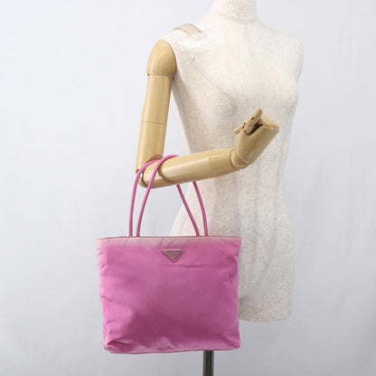 Prada PRADA Tote Bag Nylon Pink Silver Authentic 164823