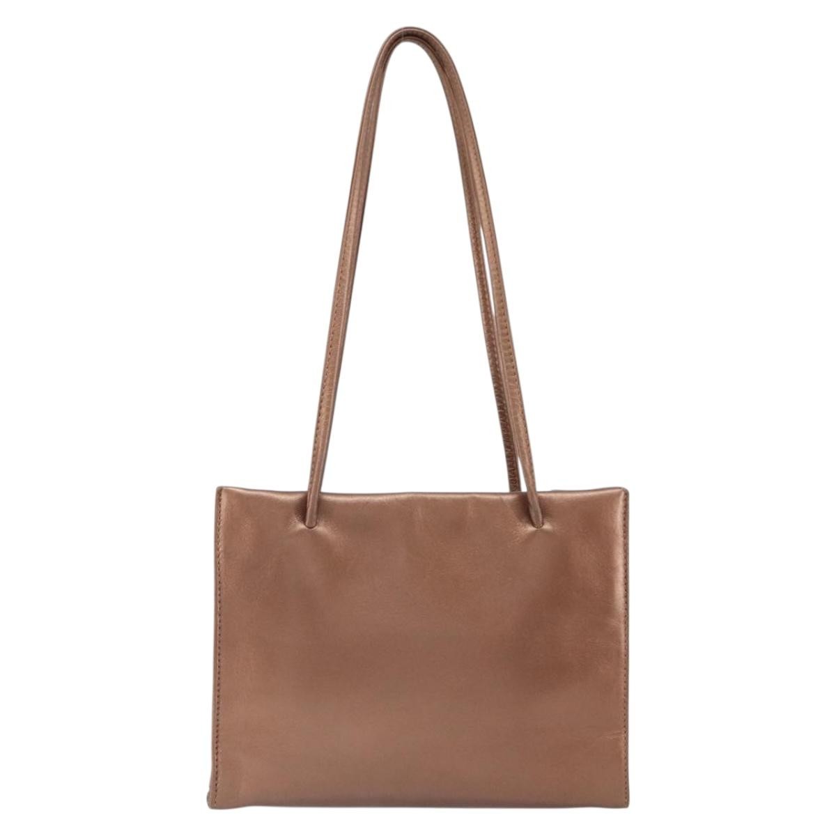 Loewe LOEWE Shoulder Bag Leather Brown Gold Authentic 162859