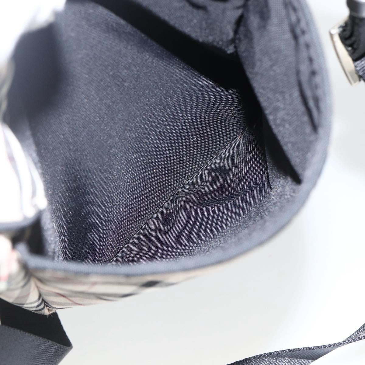 Burberry BURBERRY Nova Check Blue Label Shoulder Bag Nylon Beige Silver Authentic 173694