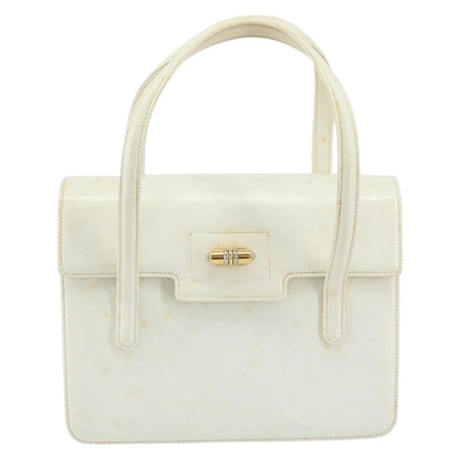Gucci GUCCI Hand Bag Leather White Gold Authentic 154583