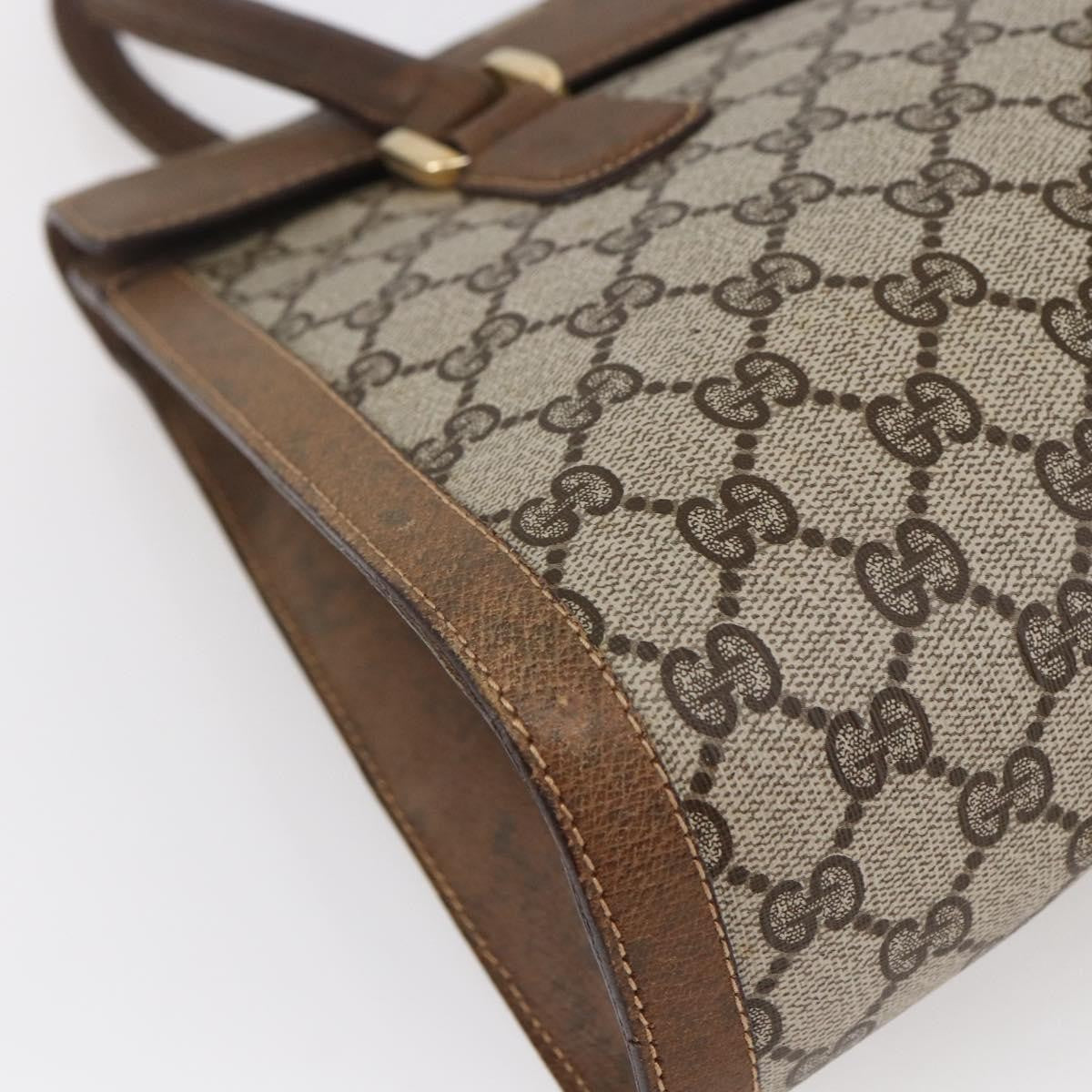 Gucci GUCCI GG Supreme Hand Bag PVC Beige Gold Authentic 150024