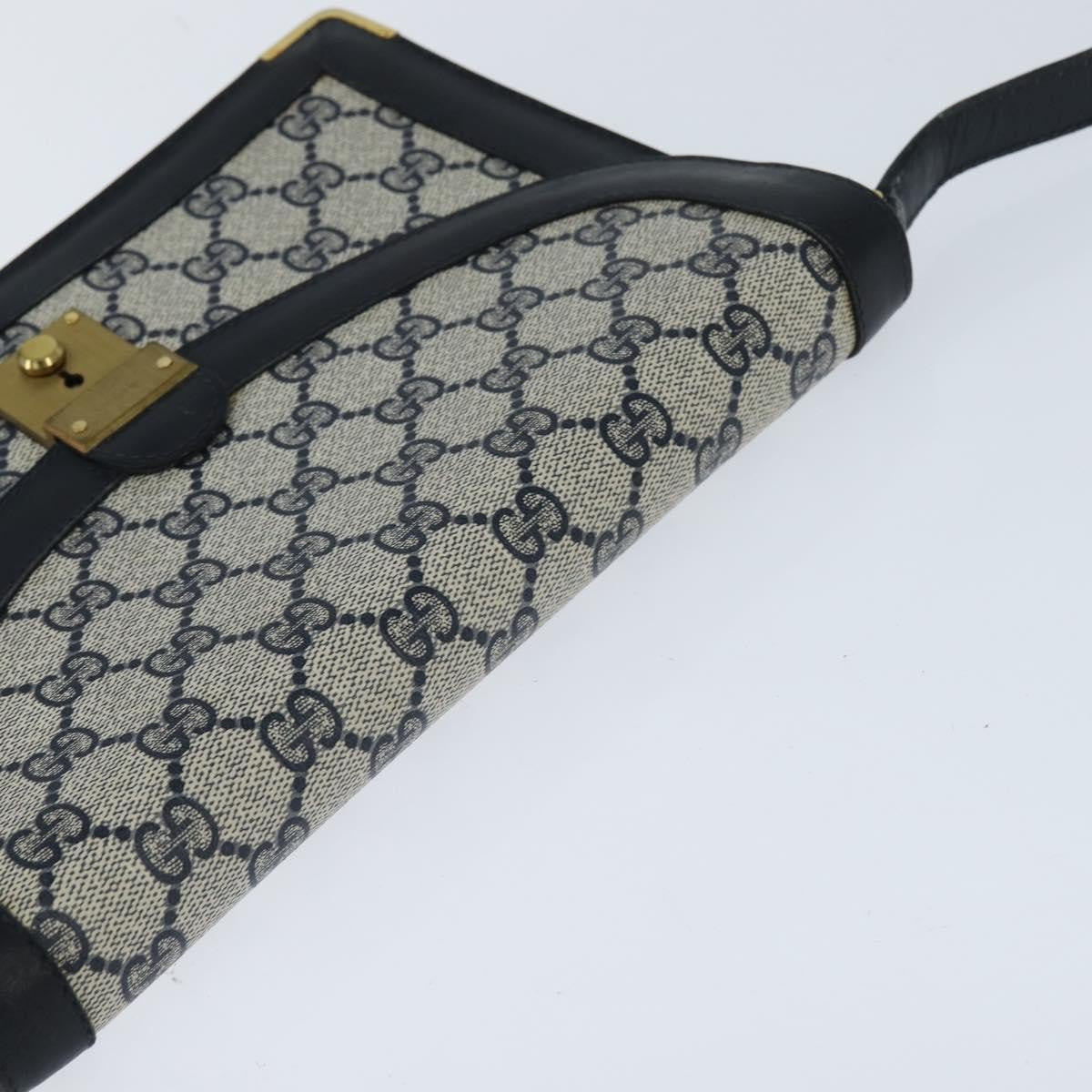 Gucci GUCCI GG Supreme Shoulder Bag PVC Navy Gold Authentic BA7379