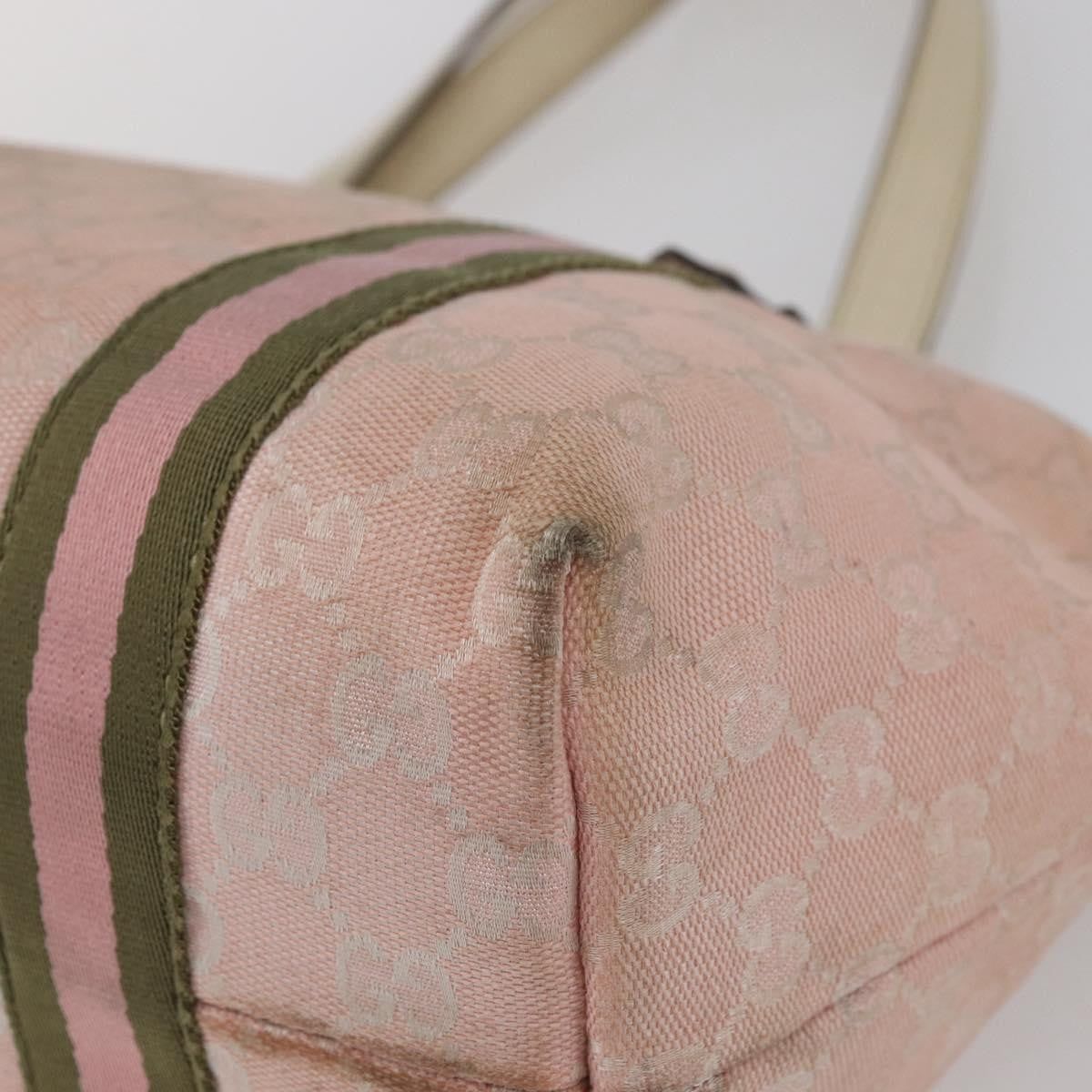 Gucci GUCCI GG Canvas Sherry Line Tote Bag Pink Gold 137396 Authentic 144533