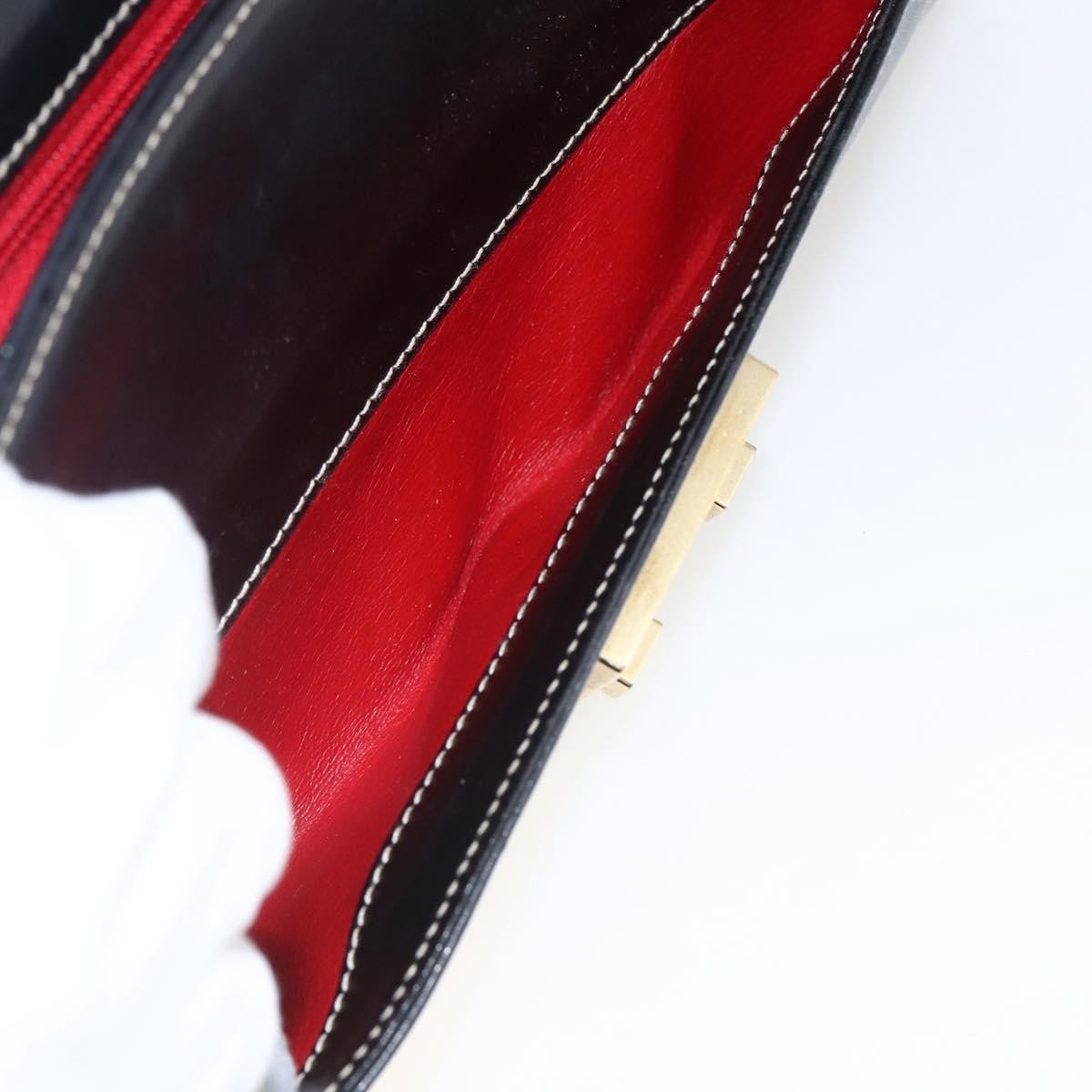 Gucci GUCCI Shoulder Bag Leather Black Gold 001 4214 Authentic 148566