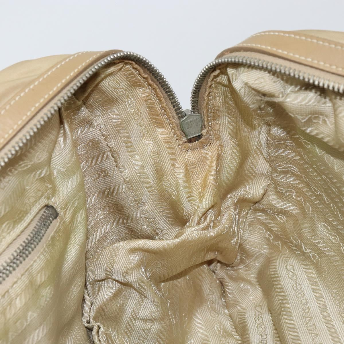 Prada PRADA Hand Bag Nylon Beige Silver Authentic 166752