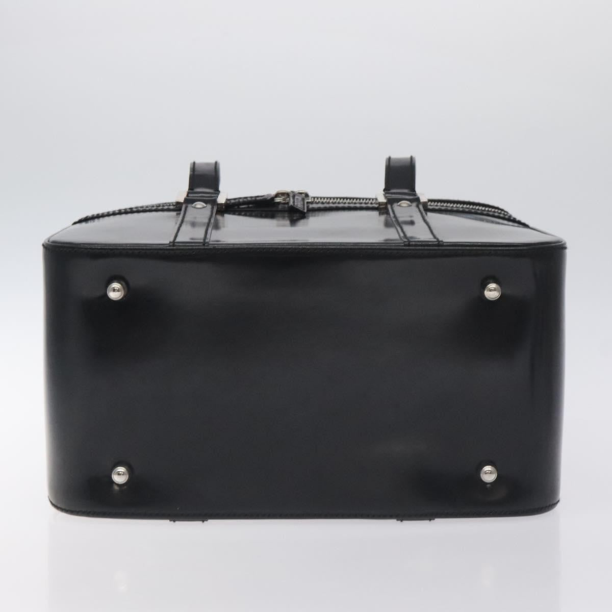 Gucci GUCCI Hand Bag Enamel Black Silver Authentic am8761