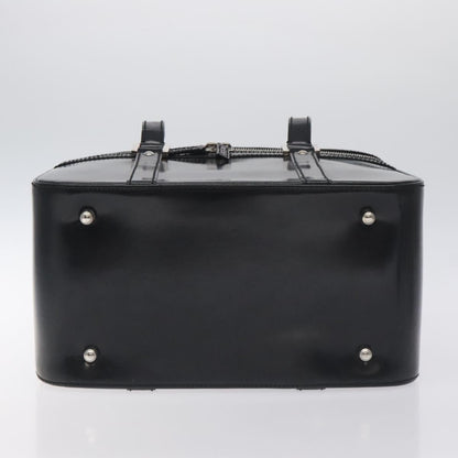 Gucci GUCCI Hand Bag Enamel Black Silver Authentic am8761
