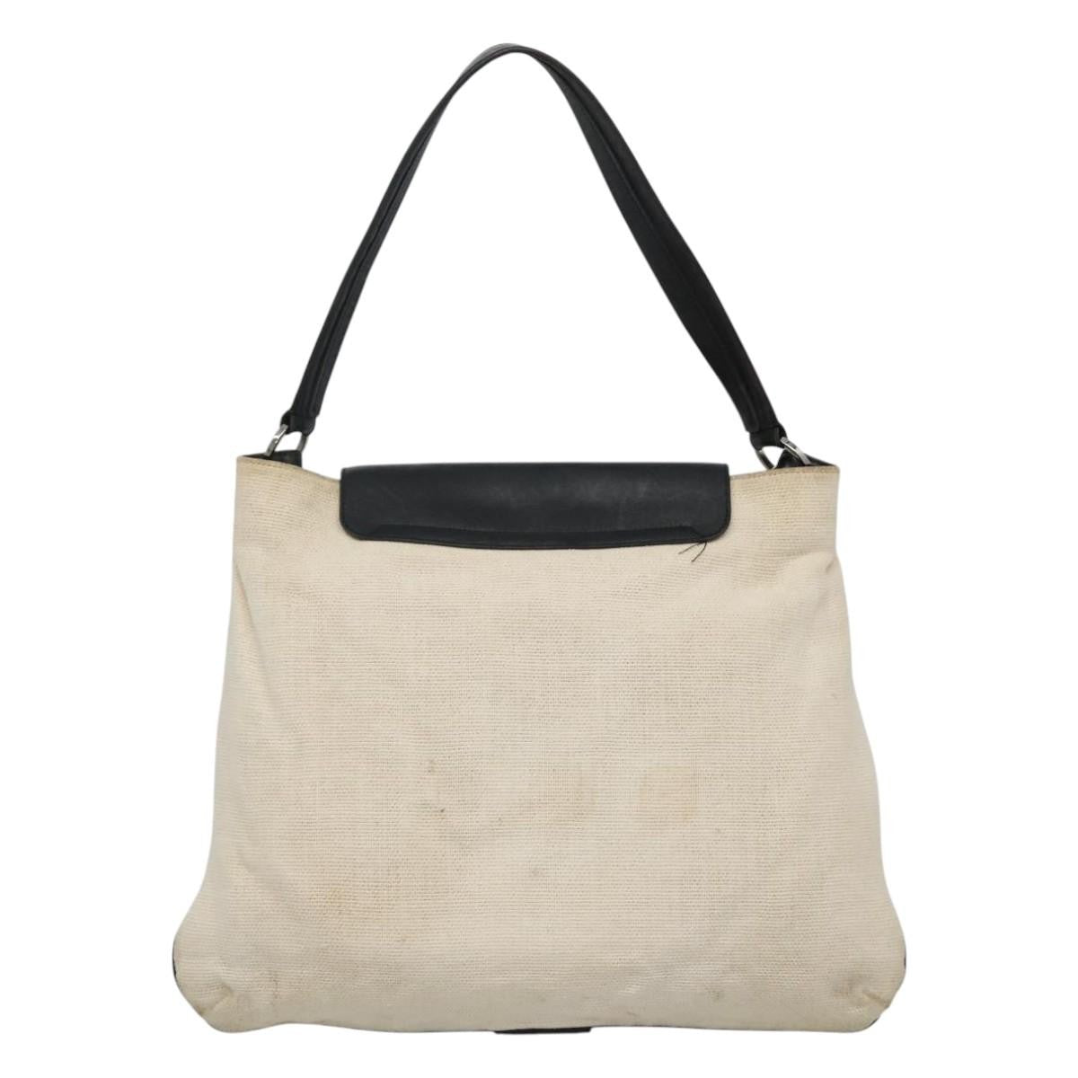 Gucci GUCCI Shoulder Bag Canvas Leather White Black Authentic ti2765