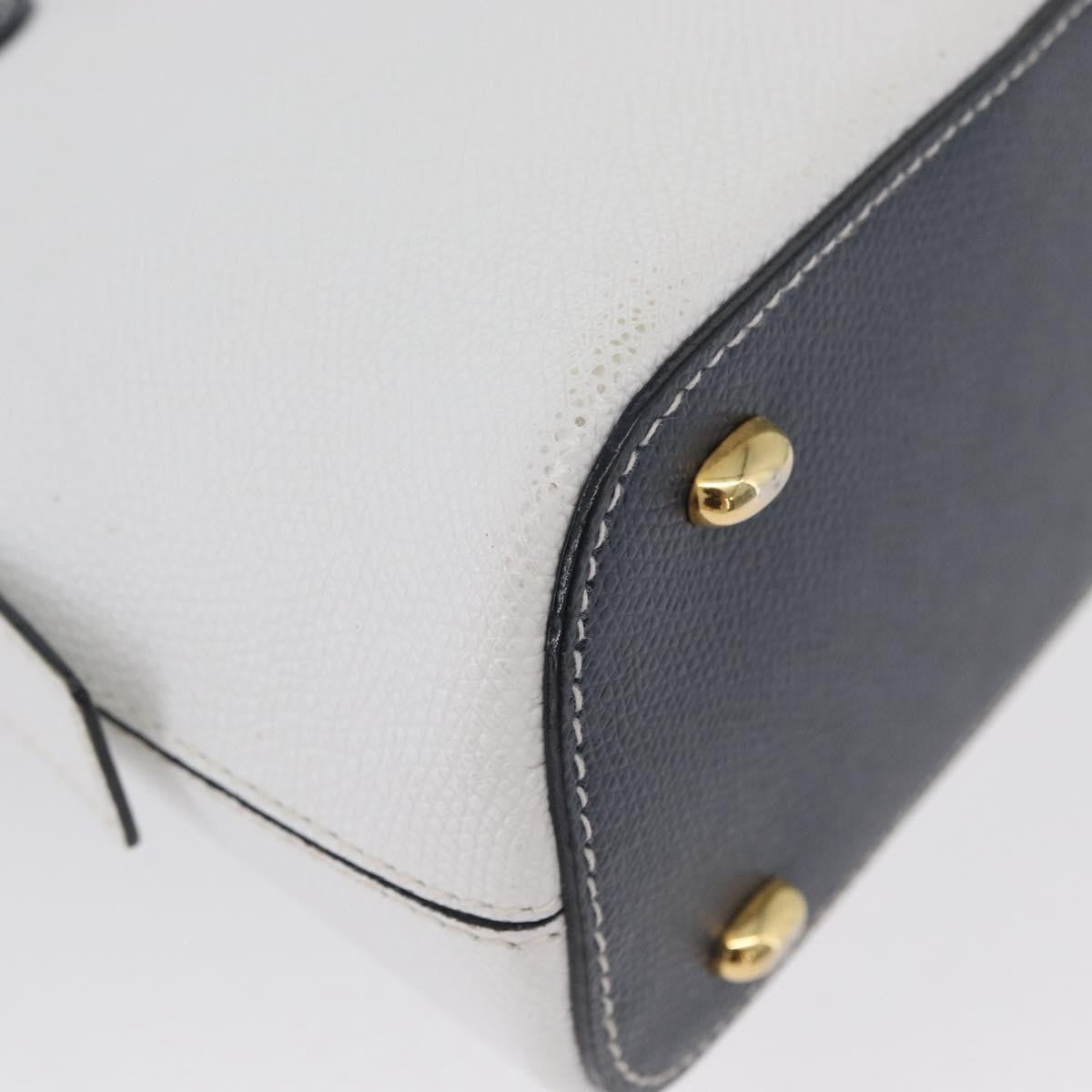 Celine CELINE Hand Bag Leather 2way White Gold Authentic BA10567