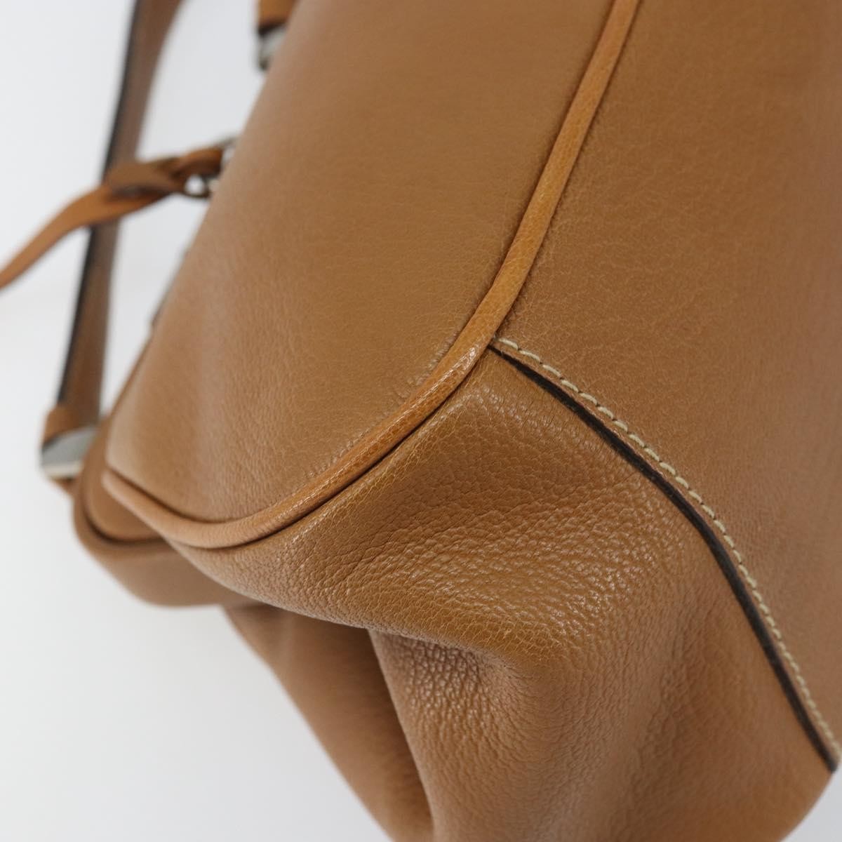 Prada PRADA Hand Bag Leather Brown Silver Authentic yk19954