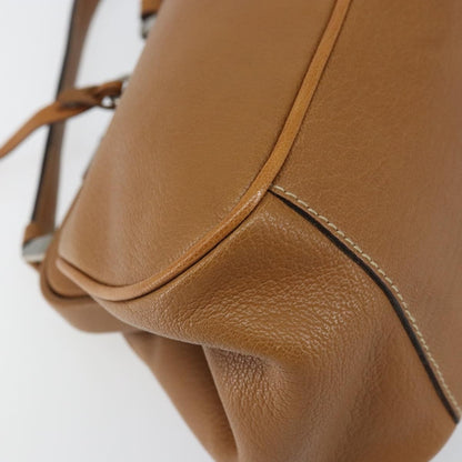 Prada PRADA Hand Bag Leather Brown Silver Authentic yk19954