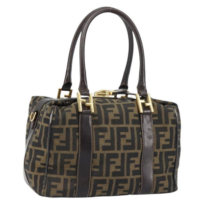 Fendi FENDI Zucca Canvas Hand Bag Black Brown gold Authentic 155701