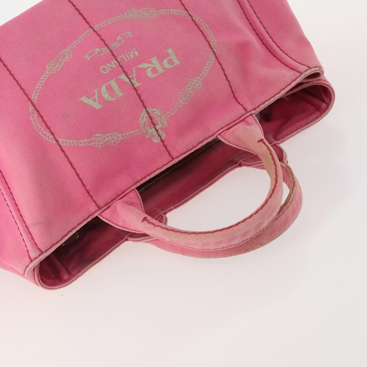 Prada PRADA Canapa Hand Bag Canvas 2 Set Pink Beige Authentic 174968