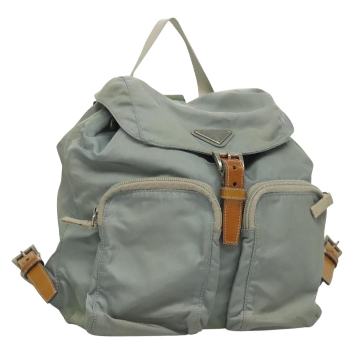 Prada PRADA Backpack Nylon Light Blue Silver Authentic 134383 Bag