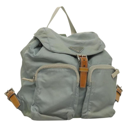Prada PRADA Backpack Nylon Light Blue Silver Authentic 134383 Bag