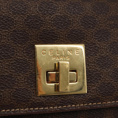 Celine CELINE Macadam Canvas Shoulder Bag PVC Leather Brown Gold Authentic 161521