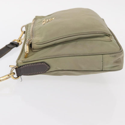 Prada PRADA Shoulder Bag Nylon Leather Beige Gold Authentic SW1841