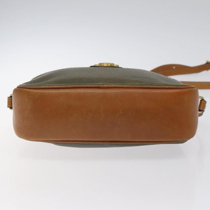Celine CELINE Shoulder Bag Leather Khaki Gold Authentic bs25384