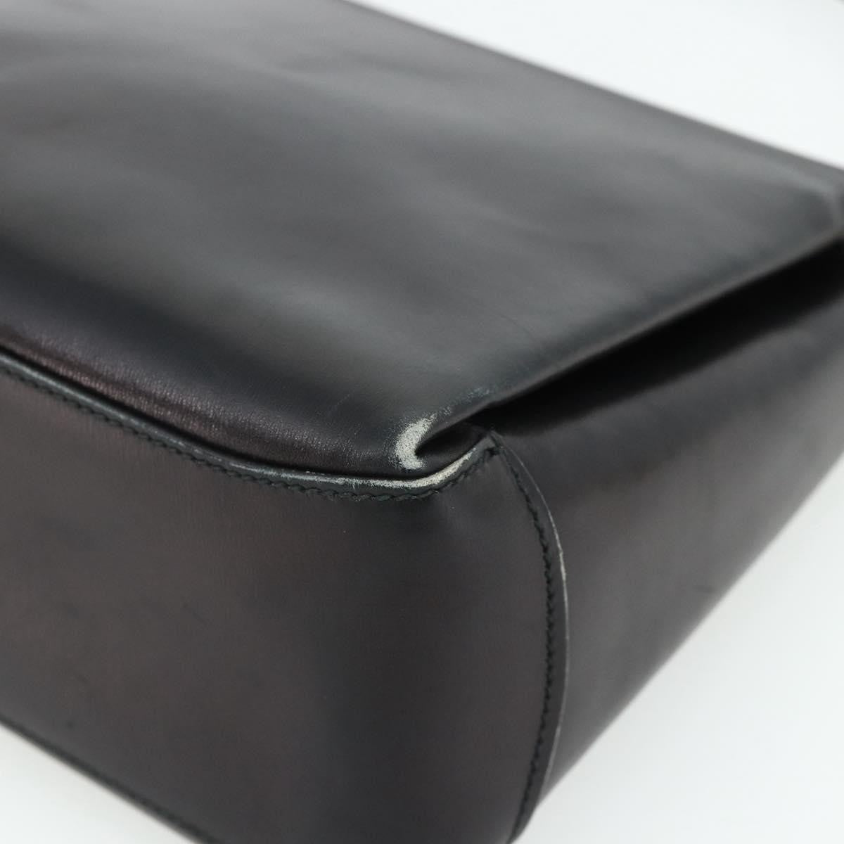 Gucci GUCCI Hand Bag Leather Black Gold Authentic ka4348