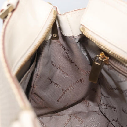 Salvatore Ferragamo Salvatore Ferragamo Gancini Hand Bag Leather 2way Ivory Gold Authentic 172181