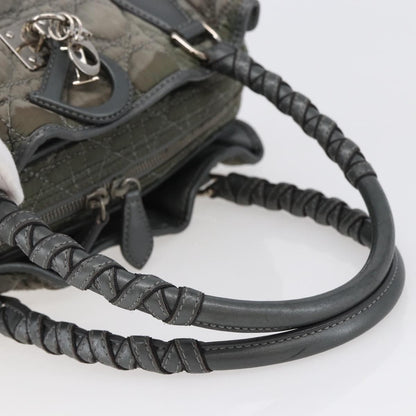 Dior Christian Dior Canage Hand Bag Nylon Gray Silver Authentic 147959