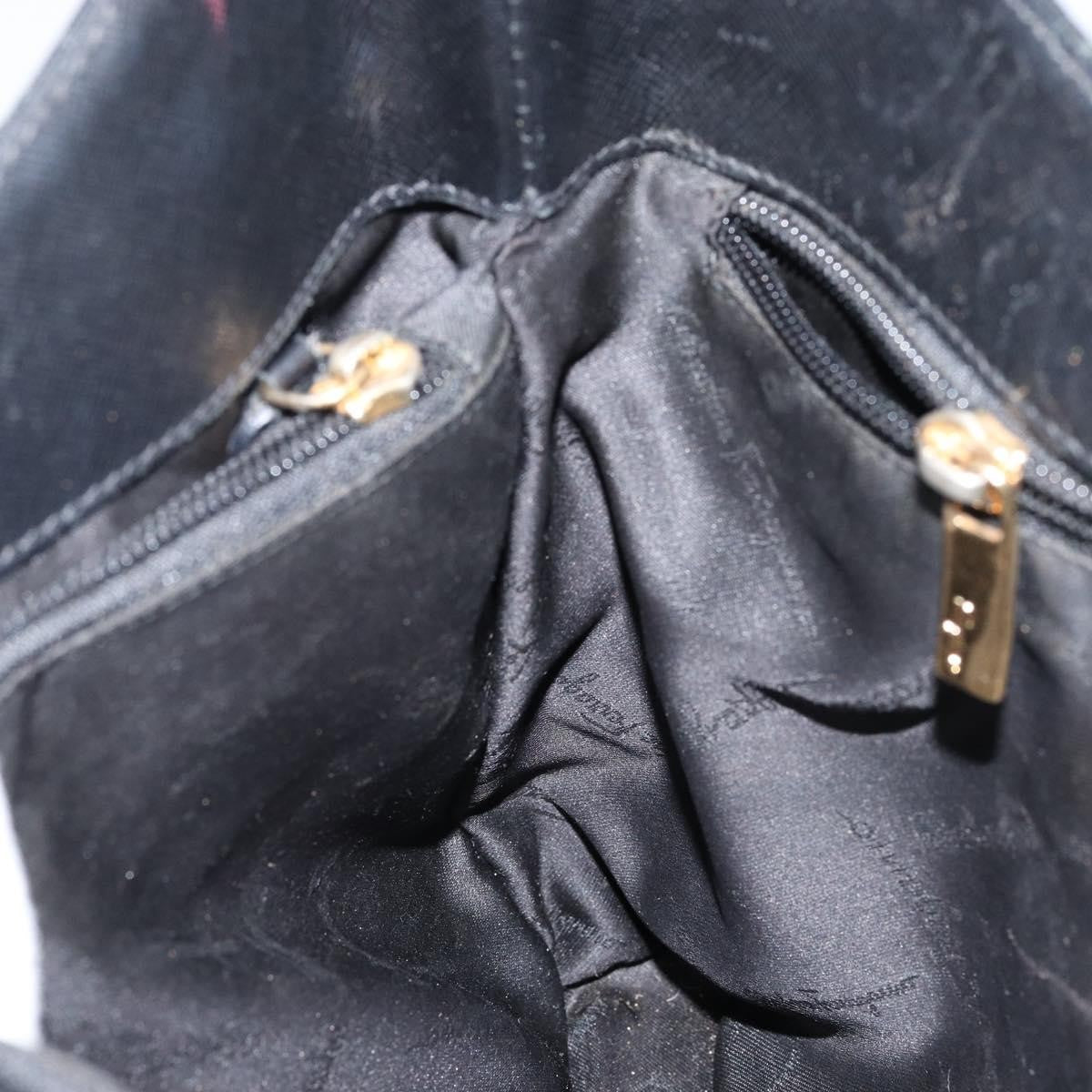 Salvatore Ferragamo Salvatore Ferragamo Gancini Shoulder Bag Leather Black Gold Authentic BA8226