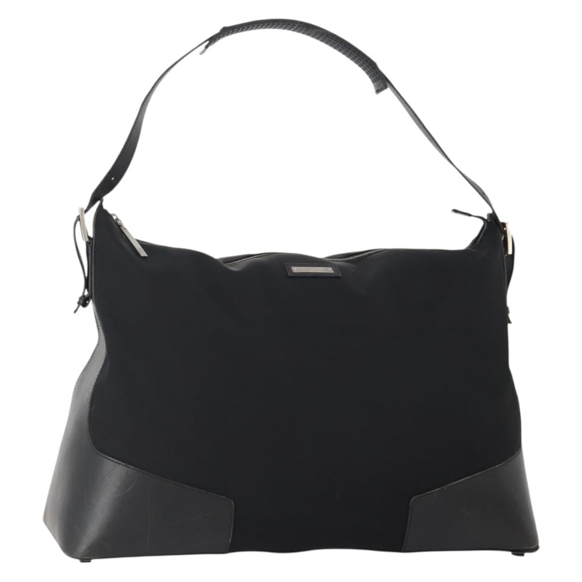 Gucci GUCCI Shoulder Bag Canvas Black Silver Authentic BA11545