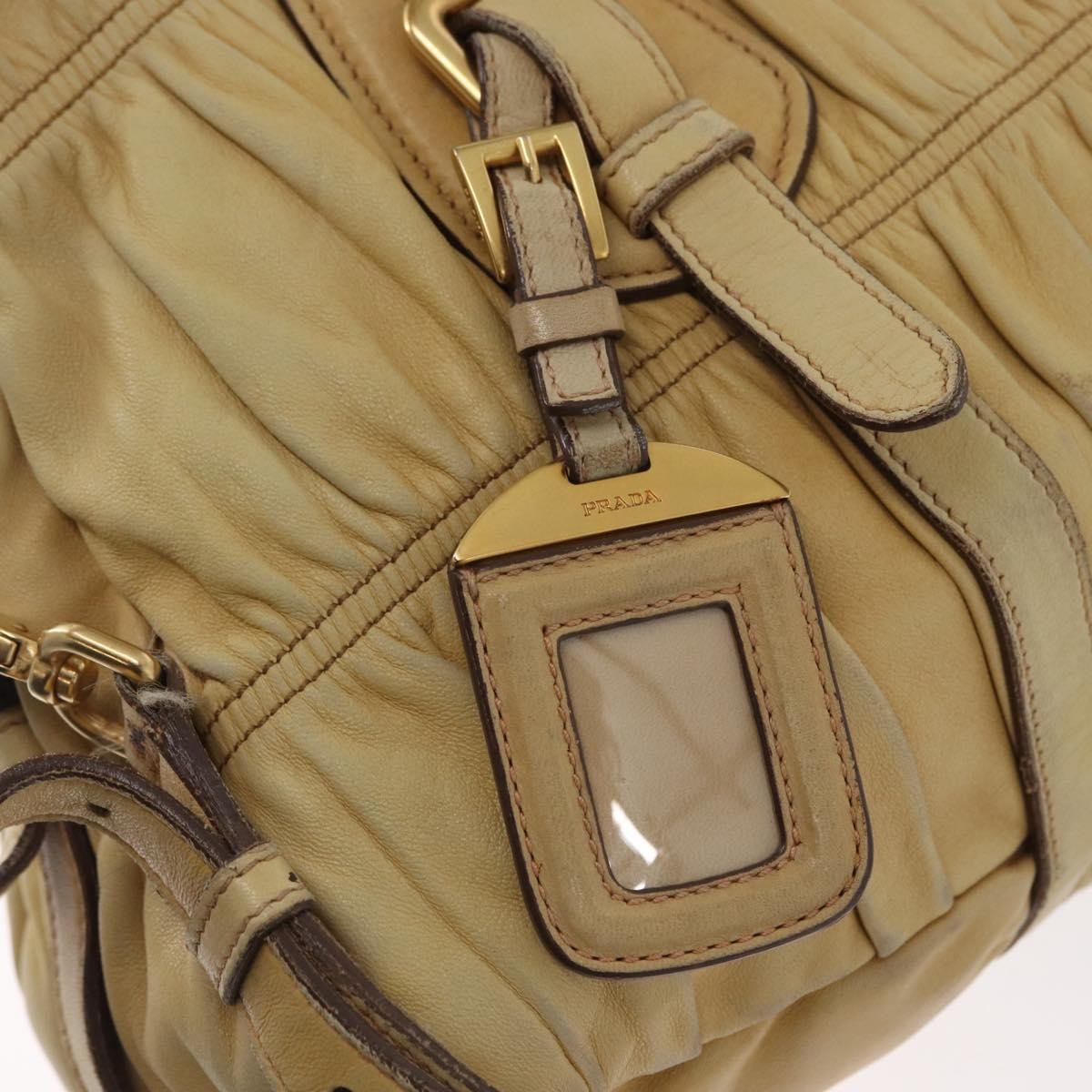 Prada PRADA Hand Bag Leather 2way Ivory Gold Authentic 173213