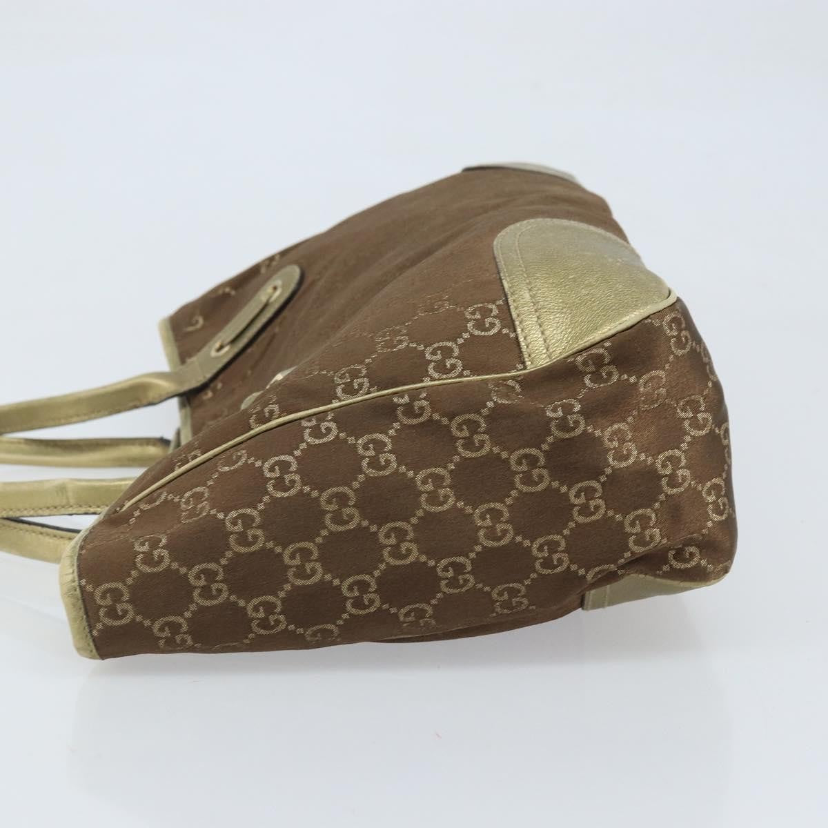 Gucci GUCCI GG Canvas Tote Bag Brown Gold 163805 Authentic LNZ740