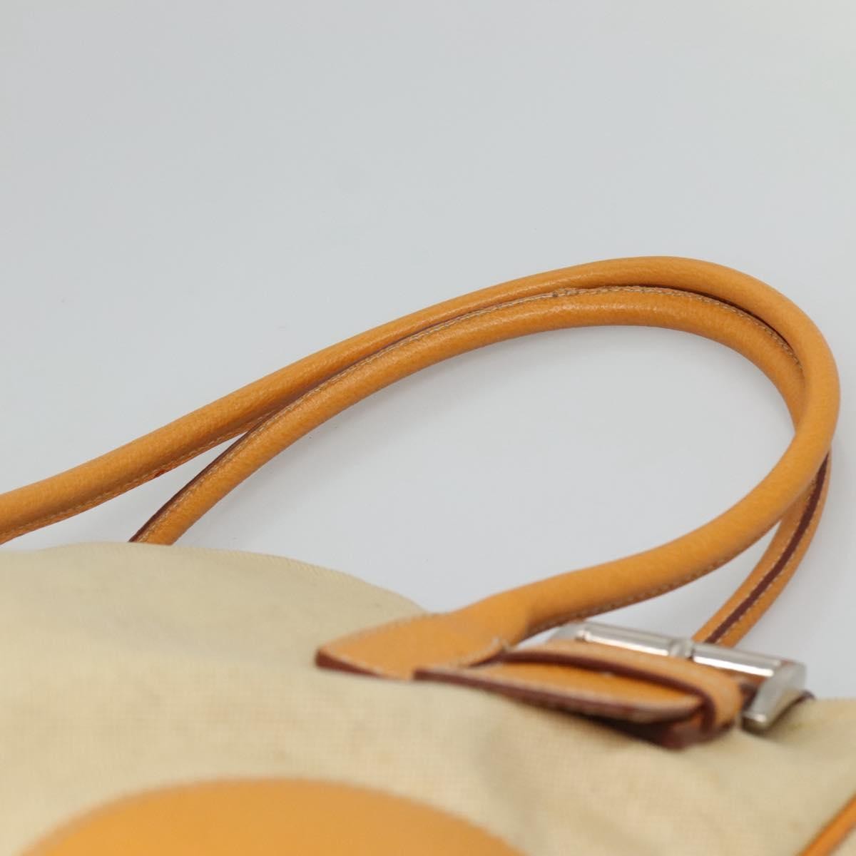 Prada PRADA Hand Bag Canvas Beige Silver Authentic 127392
