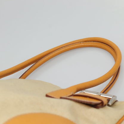 Prada PRADA Hand Bag Canvas Beige Silver Authentic 127392