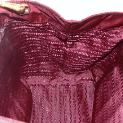 Prada PRADA Hand Bag Nylon 2way Bordeaux Gold Authentic 163074