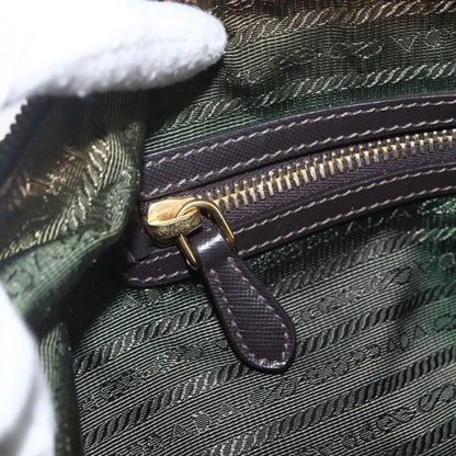 Prada PRADA Shoulder Bag Nylon Leather Khaki Gold Authentic 165173