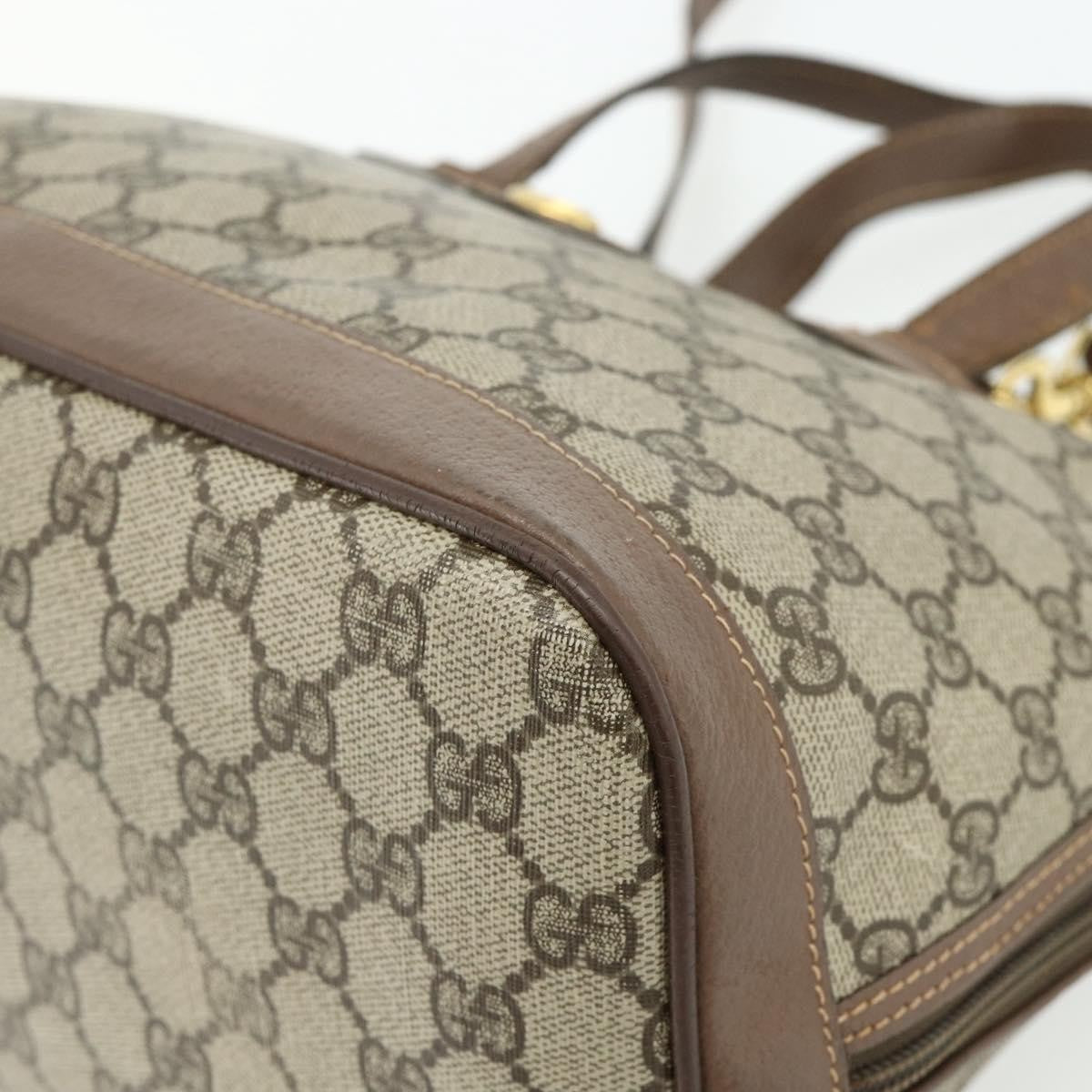 Gucci GUCCI GG Supreme Hand Bag PVC 2way Beige Gold Authentic 179199