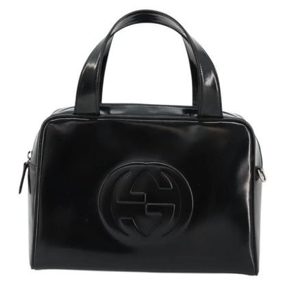Gucci GUCCI Soho Hand Bag Patent Leather Black Silver 000 1274 0505 Authentic ep14495